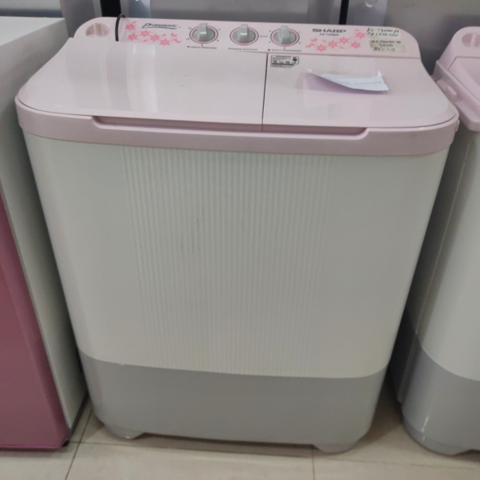 mesin cuci sharp 2 tabung 8 KG ES-T90MW-PK.
