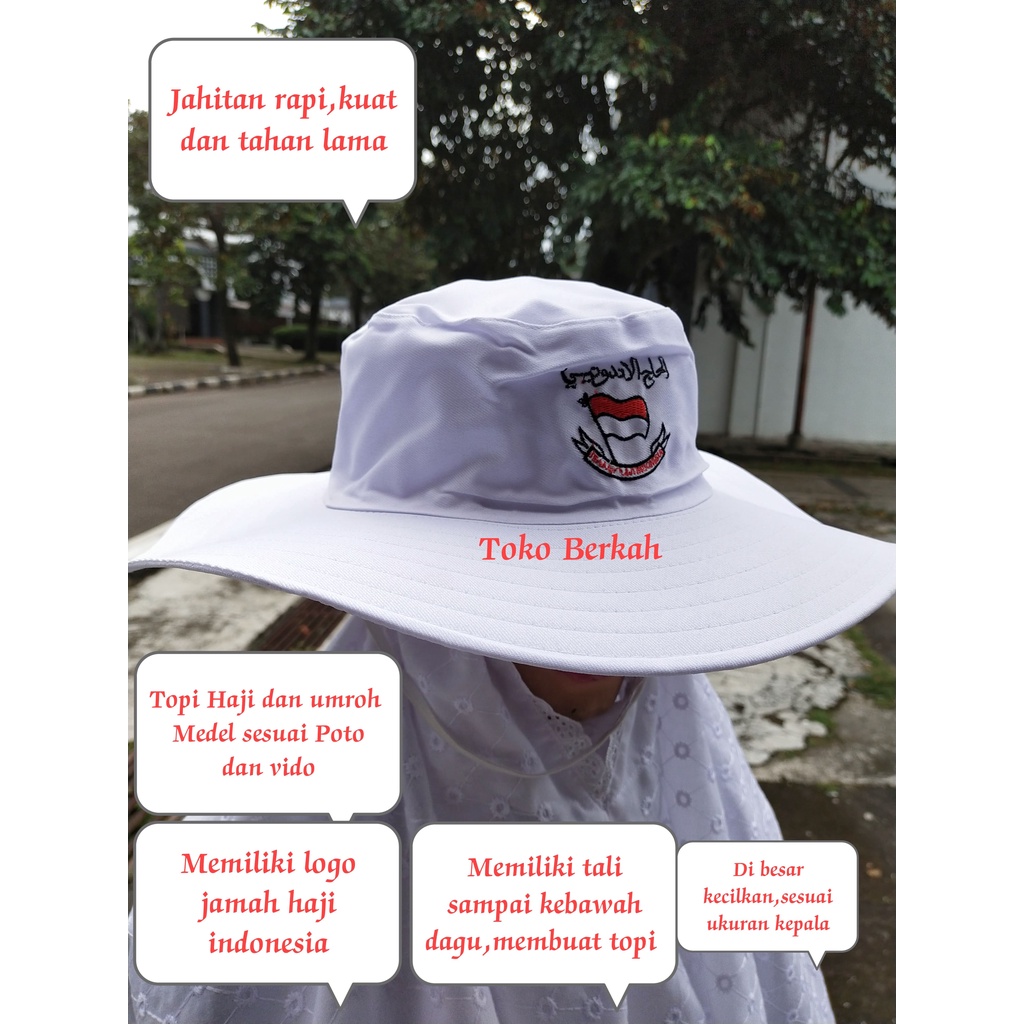 Topi haji dan umroh bulat logo indonesia