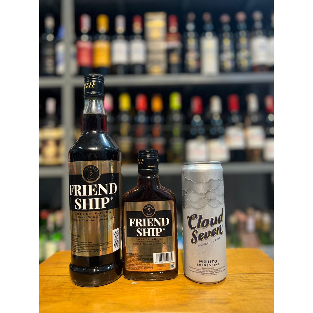 1 PAKET FRIENDSHIP COFFEE VODKA 650 ML + 180 ML + CLOUD SEVEN MOJITO