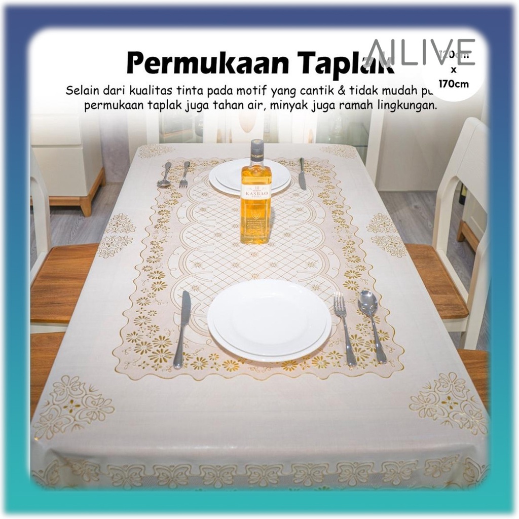 Taplak Meja Makan Bulat 180CM &amp; Taplak Persegi 170CM Anti Air Ukuran Besar Alas PVC Taplak Meja Ruang Tamu Jumbo