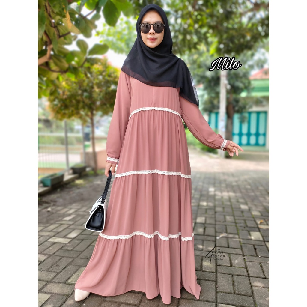 Gamis Ceruty Babydoll Renda Susun/ Gamis Ceruty Babydoll