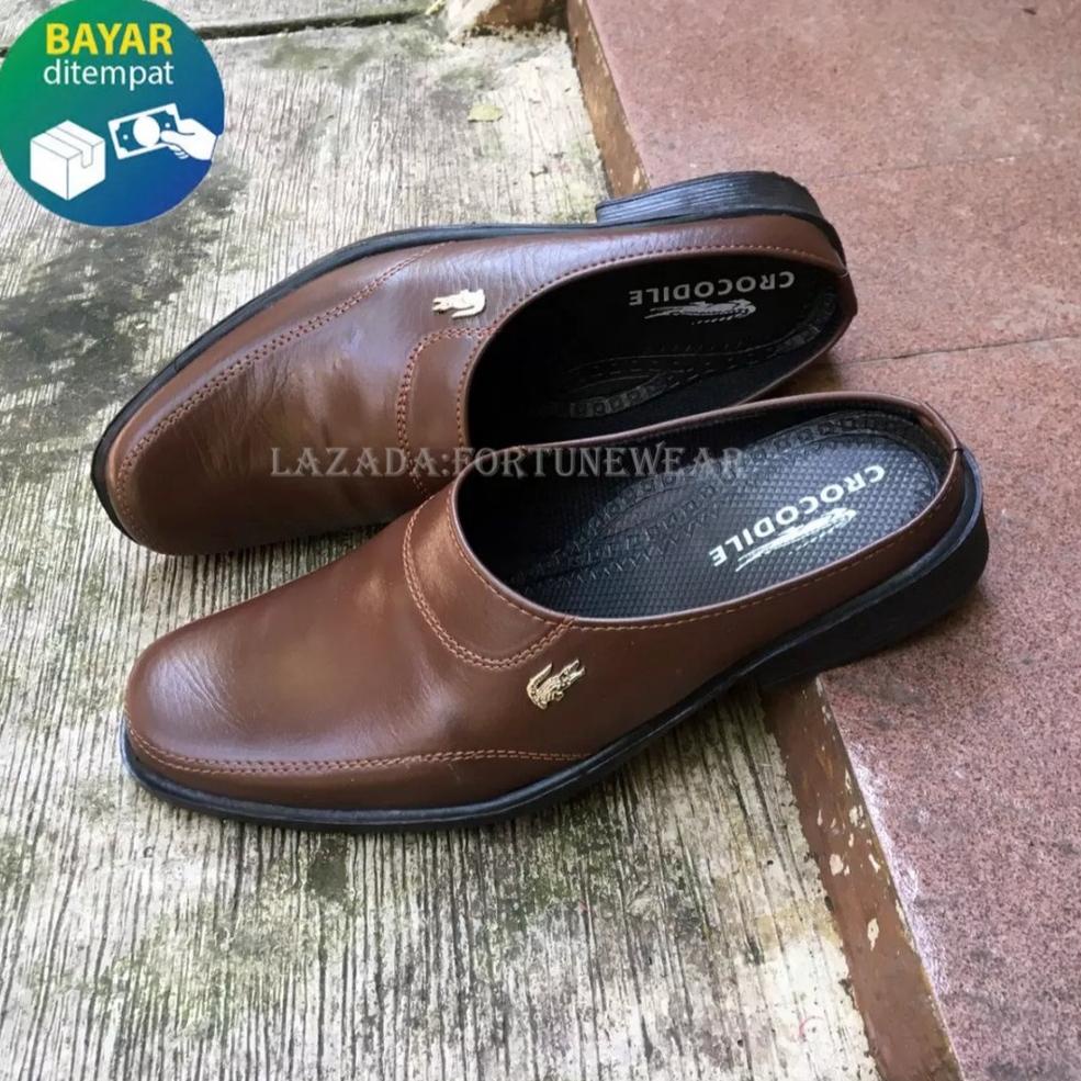 TERBAIK Sepatu Selop Pantofel Pria / Sepatu Selop Kulit Bustong Terlaris / Sepatu Casual Pria