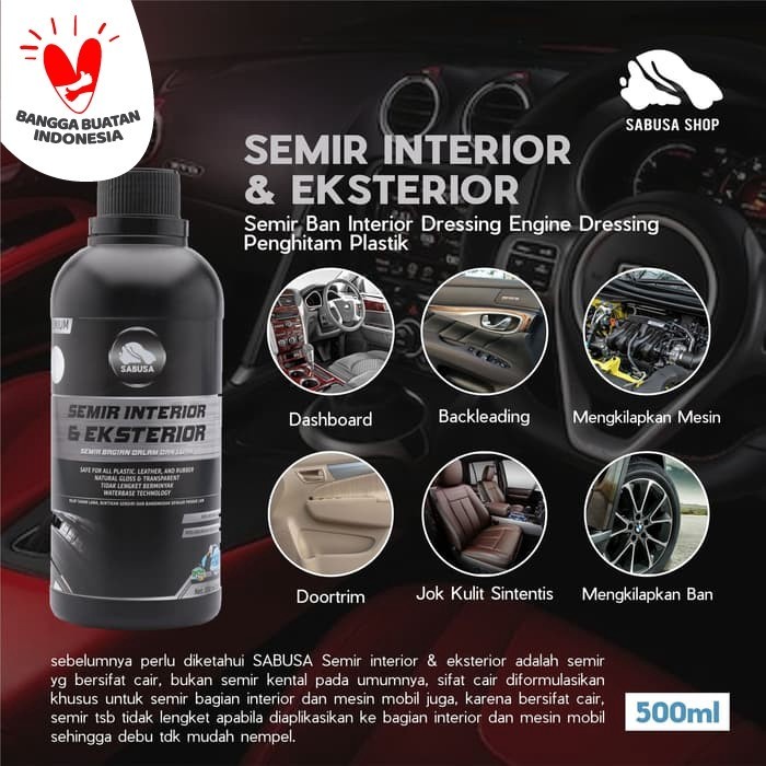 SABUSA Semir Interior &amp; Eksterior Pengkilap Dressing Ban Interior Mesin Mobil Motor 500ml