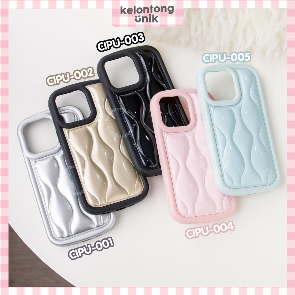 For iPhone - Pastel Color Chubby Wave Puffy Case