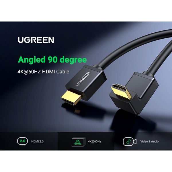 UGREEN Kabel HDMI V2.0 Siku Right Angle 90 Derajat male to male