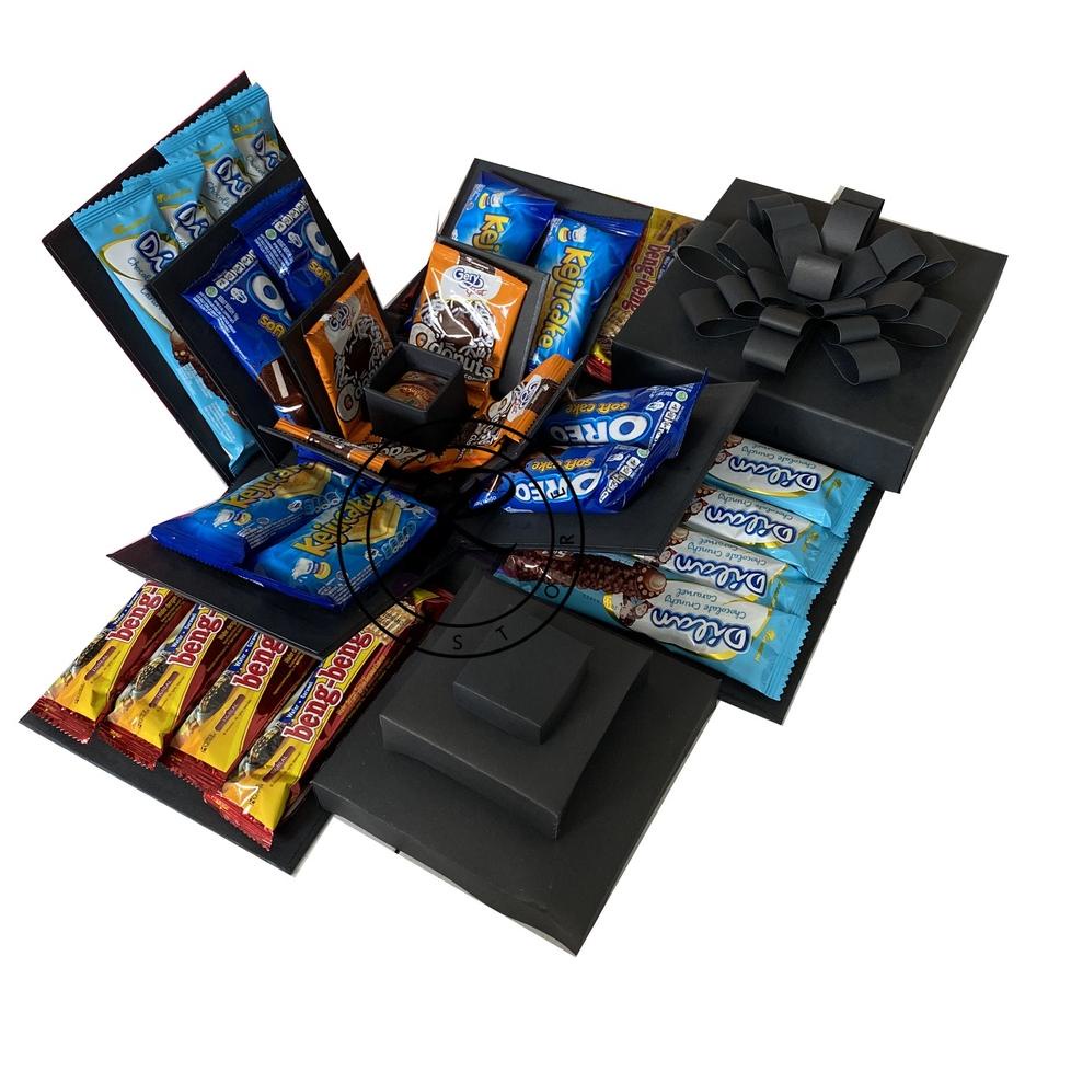 

SIAP KIRIM Explosion Box Snack Box Kado Unik Hampers Box Snack Box 3 Layer 1 kotak kecil 17x17cm