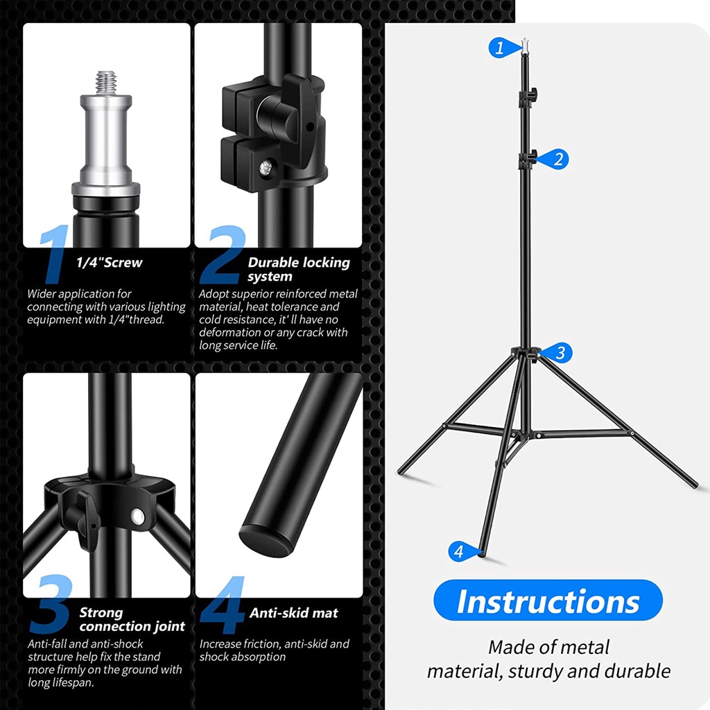 Tripod 2.1 Meter Ringlight 26cm Make Up Vlog Lampu Ringlight Holder