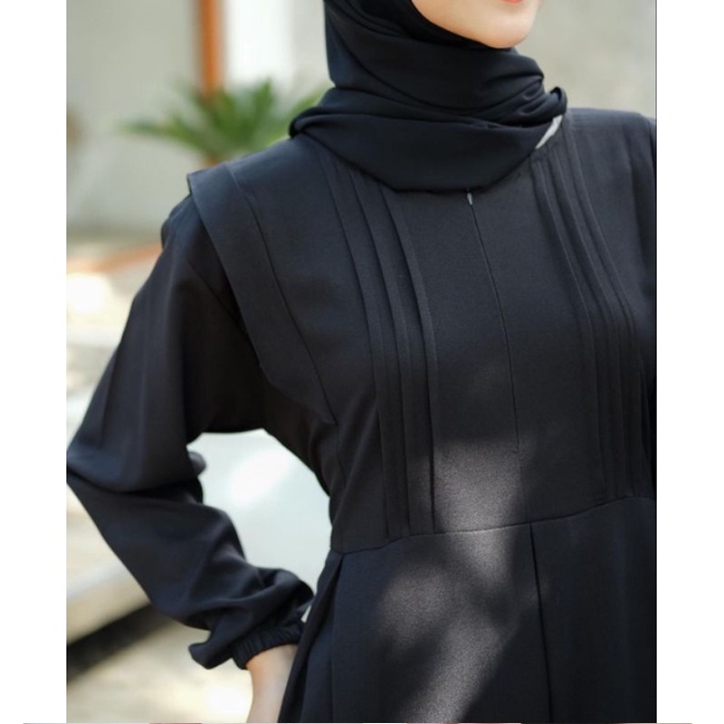 Model Gamis Terbaru 2023 Hitam Polos Simpel Modern Remaja Dress Wanita Muslim Pesta Elegan Mewah Kekinian