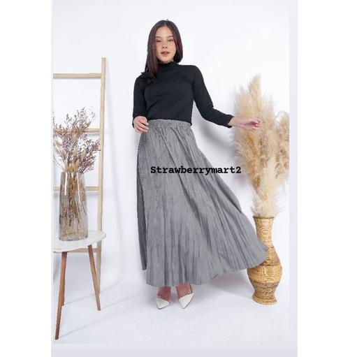 STOK TERBATAS ROK PLISKET SUEDE ORIGINAL By London Girl, SUPER PREMIUM , BEST SELLER