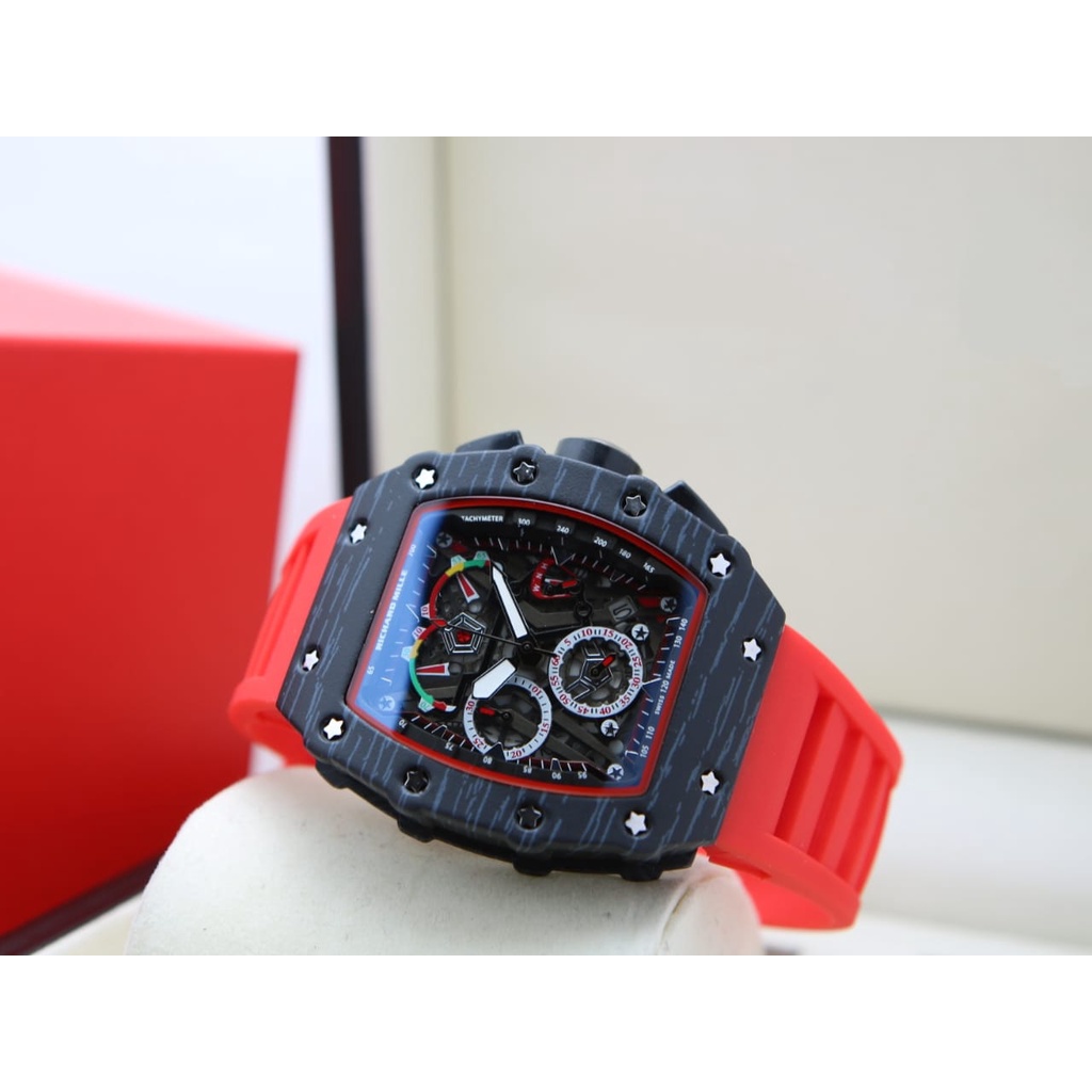 BEST SELLER JAM TANGAN PRIA RM L200 TALI RUBBER CHRONO TANGGAL AKTIF DM 4.6CM FREE BOX BATERAI CADANGAN || JAM TANGAN FASHION PRIA JAM TANGAN COWOK MURAH