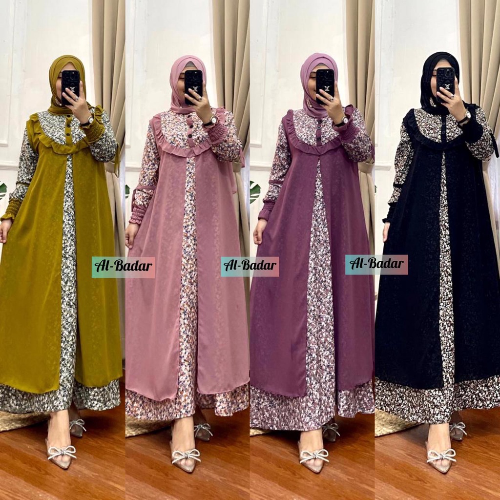 [BISA COD] GAMIS OUTER SHAKILA MOTIF MIX CERUTY BABY DOLL, DRESS OUTER SHAKILA MIX CERUTY BABYDOLL M