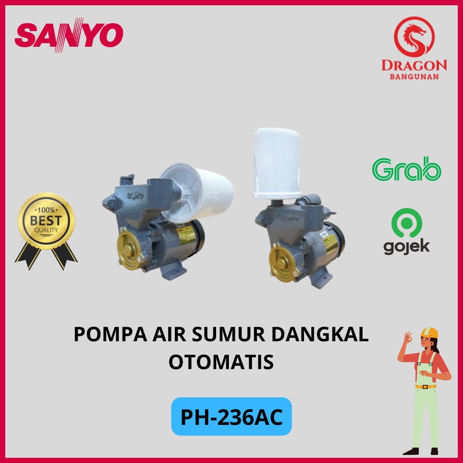 SANYO PH 236 AC - MESIN POMPA AIR SANYO 200 WATT AUTOMATIC