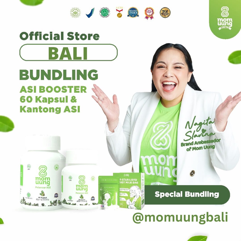 Paket Bundle Booster Mom Uung Bali 60 kapsul &amp; Kantong ASI 100ml / Booster Asi /Asi Bag Mom Uung