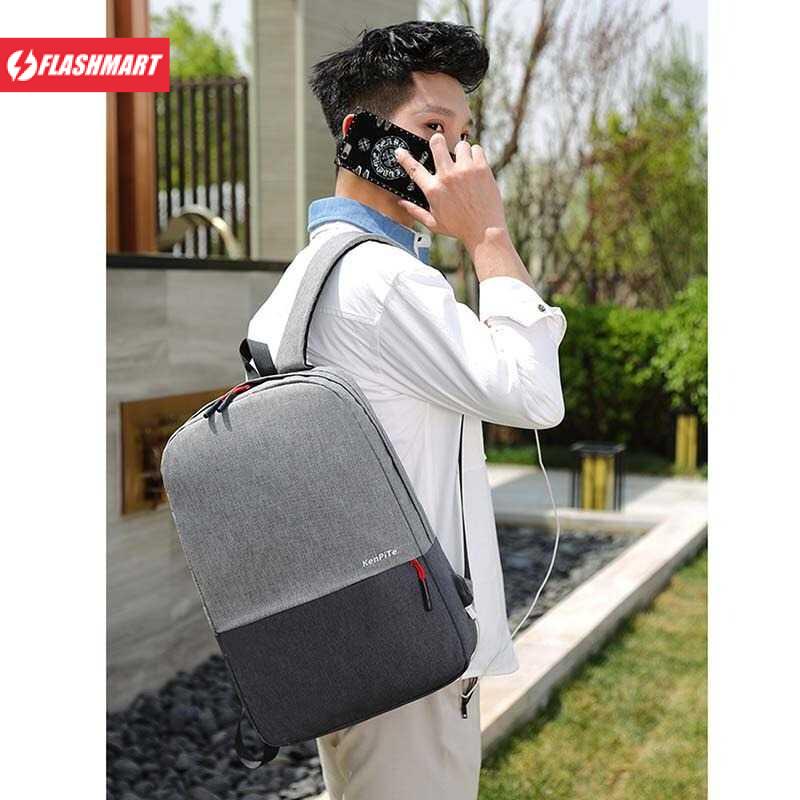 Flashmart Tas Ransel Laptop Backpack dengan USB Charger Port - F7221