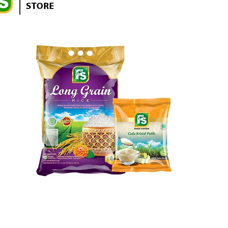 

☑ Food Station Bundling- FS Long Grain Purple 4 Kg Plus FS Gula Pasir 1 Kg ☎