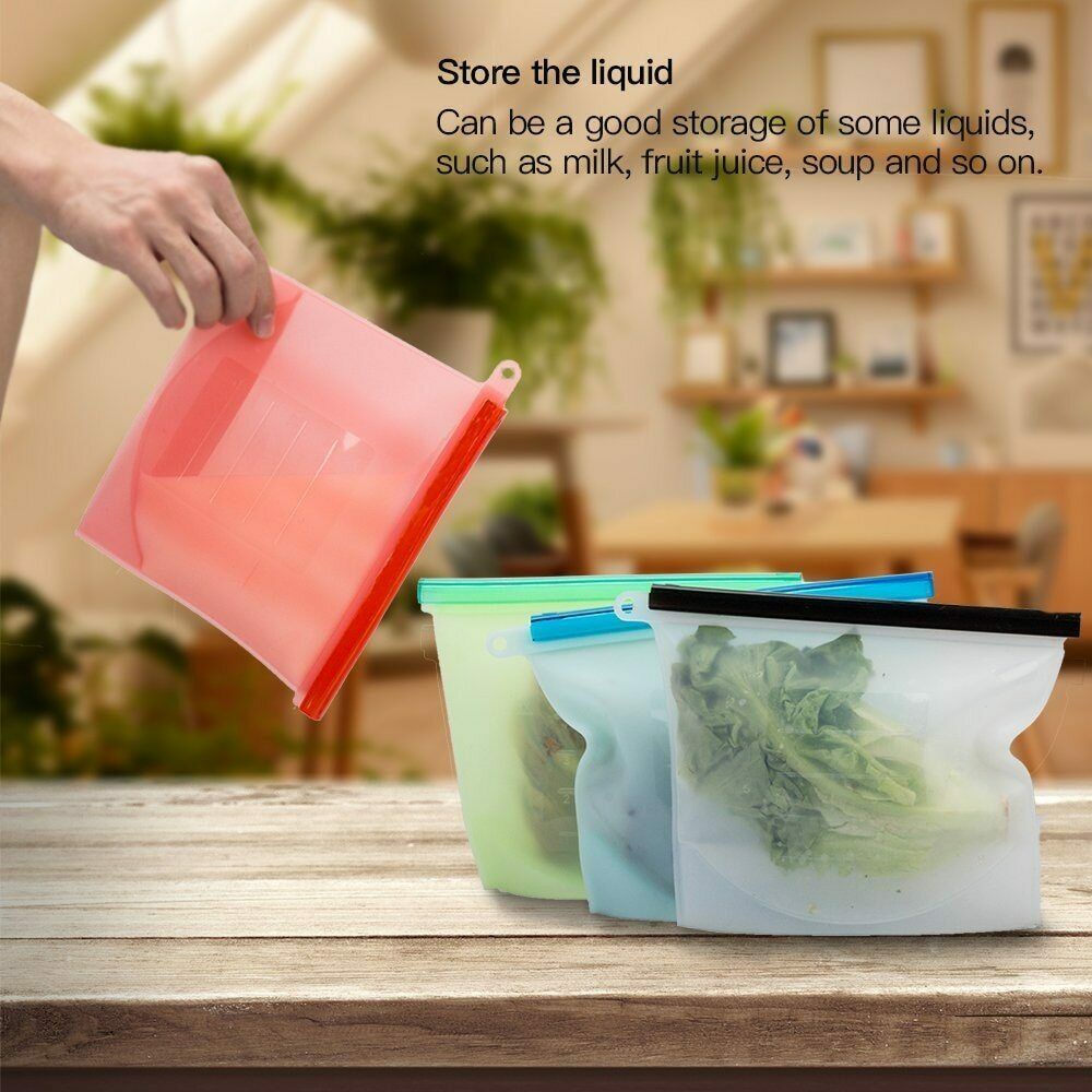 Ziplock Kantong Tempat Makanan Seal Silikon Reusable Food Pouch Bag