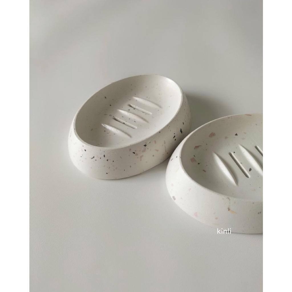 soap bar dish holder concrete terrazzo white concrete tempat sabun