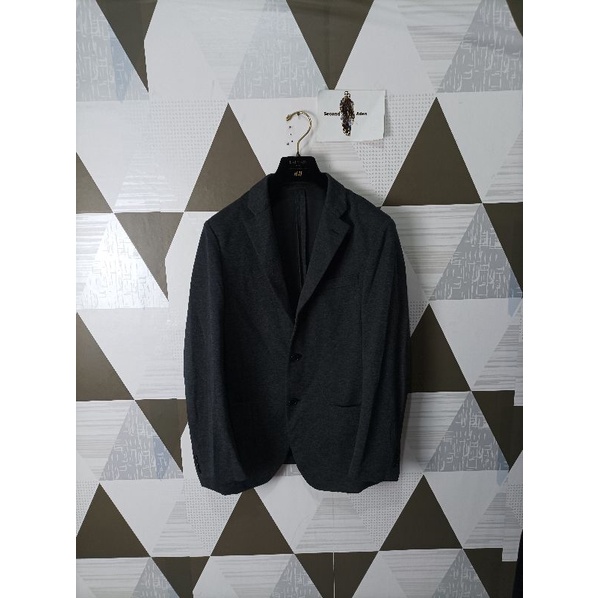 uniqlo blazer grey slimfit jas casual preloved