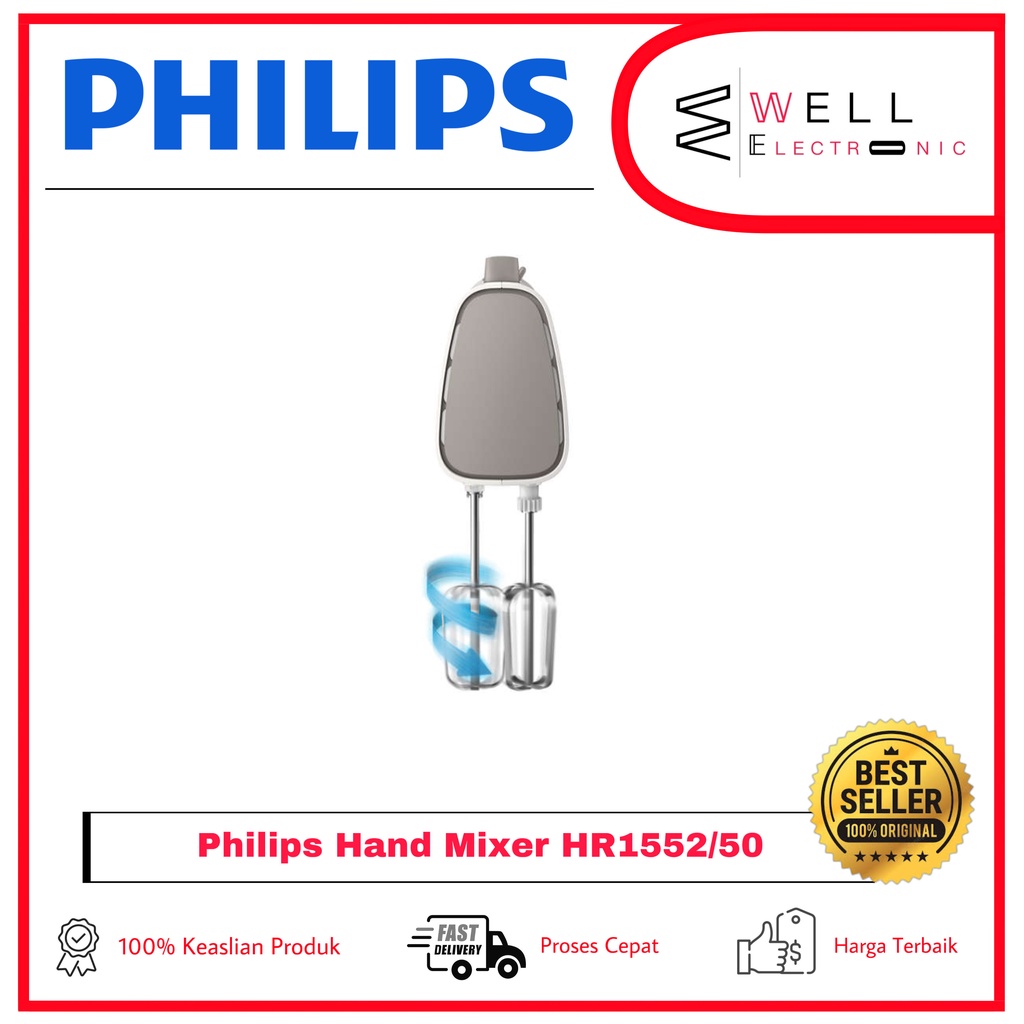 PHILIPS HAND MIXER HR1552/50 ABU-ABU HR 1552 GARANSI RESMI 2 TAHUN