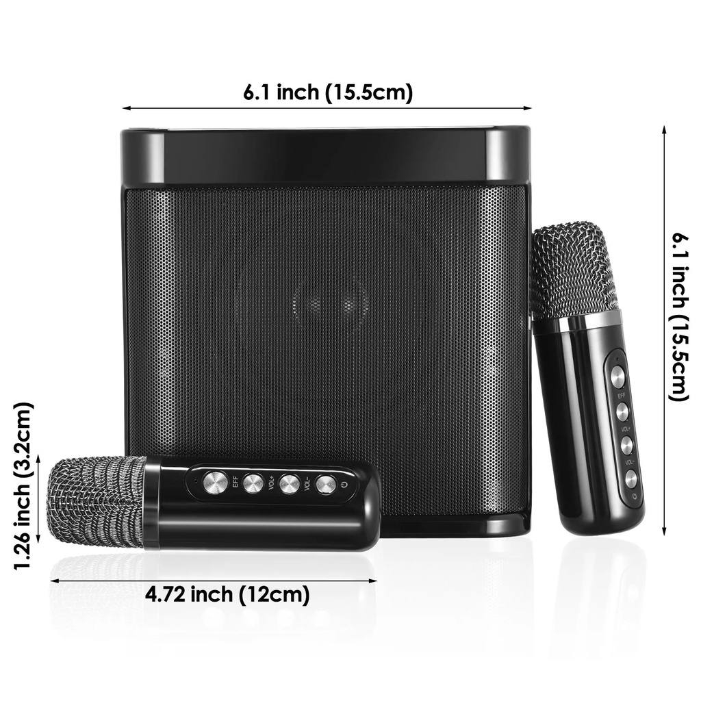 Portable Wireless Karaoke Bluetooth Speaker Termasuk 2 Mikrofon Home Theater Bluetooth Wireless TV AUX USB TF Card KTV Karaoke Set Home Subwoofer StereoWireless