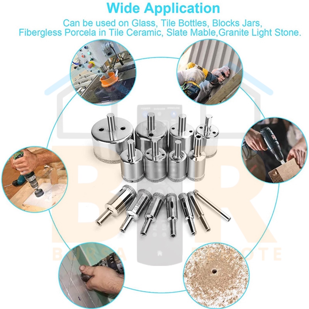 Mata Bor HSS Kaca Granit Keramik Diamond Hole Saw Drill Bit 5MM-100MM