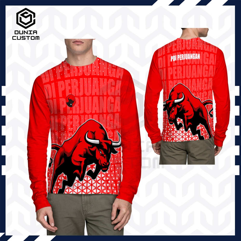 Jual Kaos Lengan Panjang Partai PDI Perjuangan Pdip Fullprint