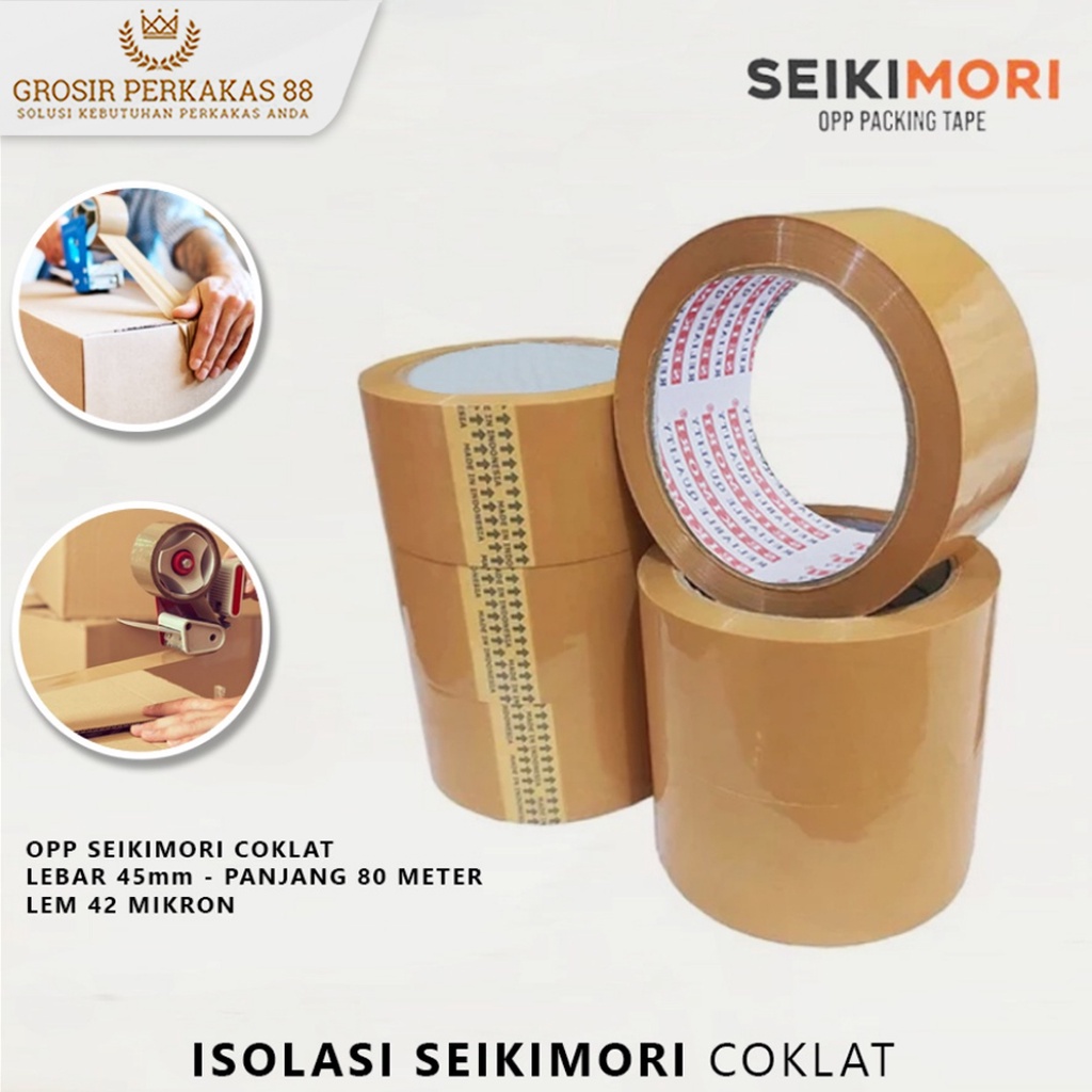 

Lakban Bening Coklat Besar Solasi Selotip Seikimori Isolasi Solatip