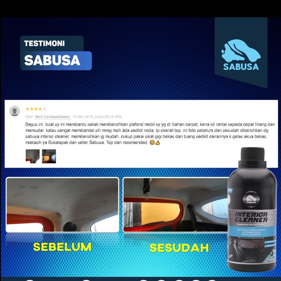 SABUSA Pembersih Kotoran Interior Dalam Mobil Dashboard Sofa Jok Kursi Mobil Interior Cleaner 500ml