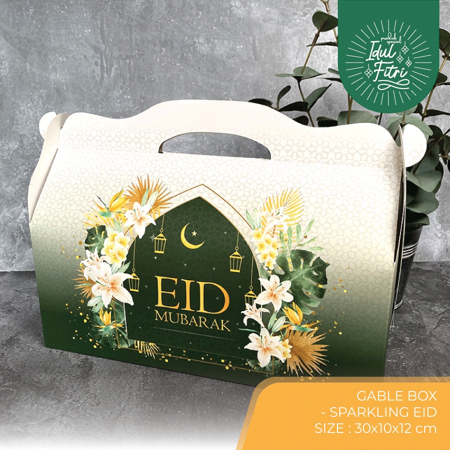 

( 10pcs ) Gable Box Idul Fitri Kemasan Bolu Gulung Parcel Dus Kue Kering Lebaran isi 3 Toples Jar 600ml