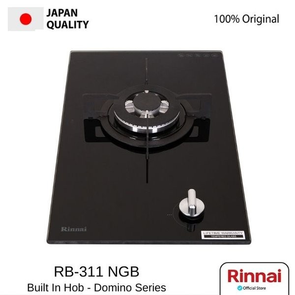 Rinnai Kompor Gas Tanam Kaca 1 Tungku Rinai RB 311 NGB RB-311 NGB Garansi
