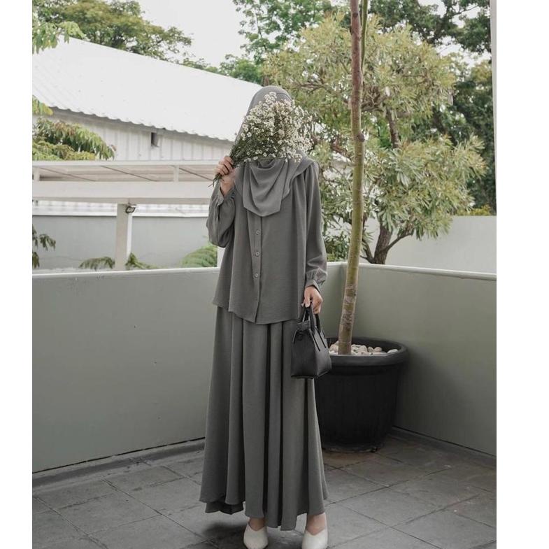 BIG SALE Naura Set/HANARA SET Stelan Rok bahan airflow crinkle/ One Set Rok