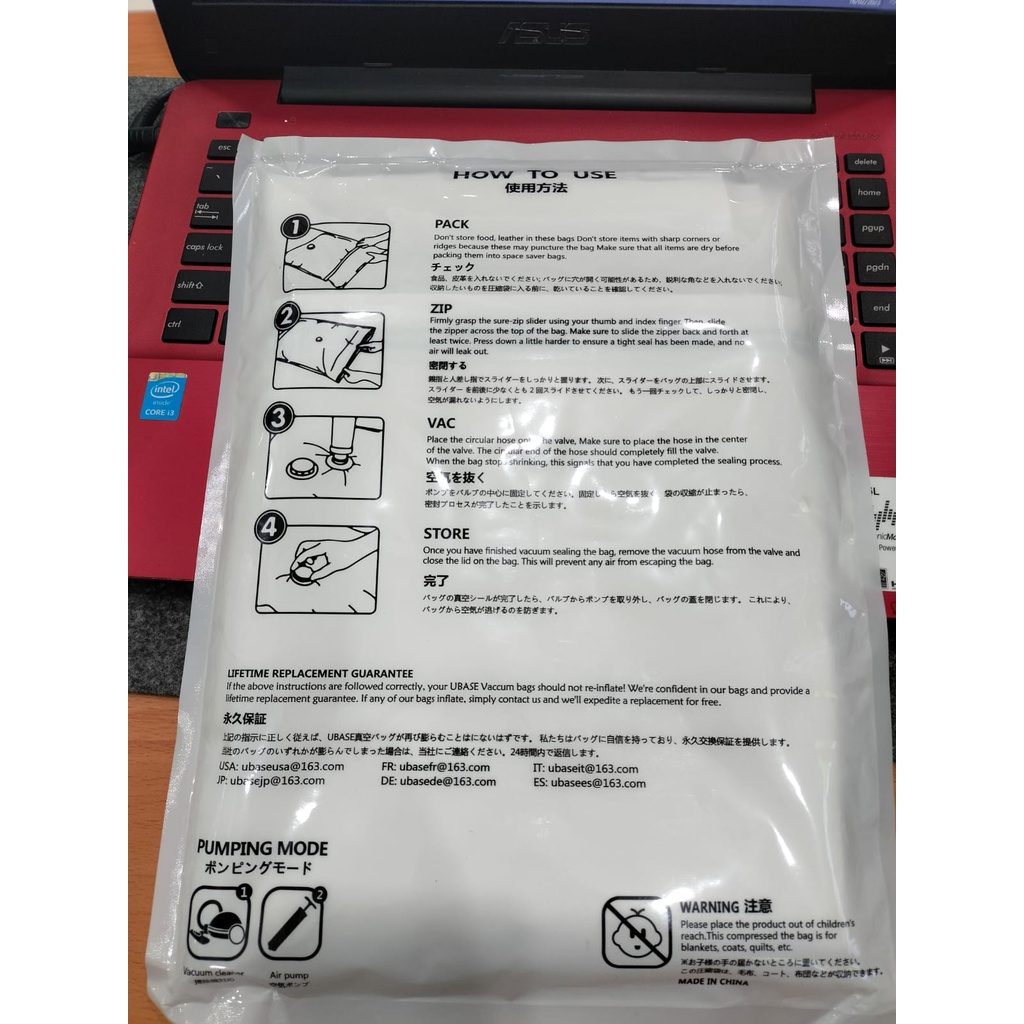 VB-05 SOHA Vacuum Baju plastic Travel Bag Plastik vakum pakaian Press