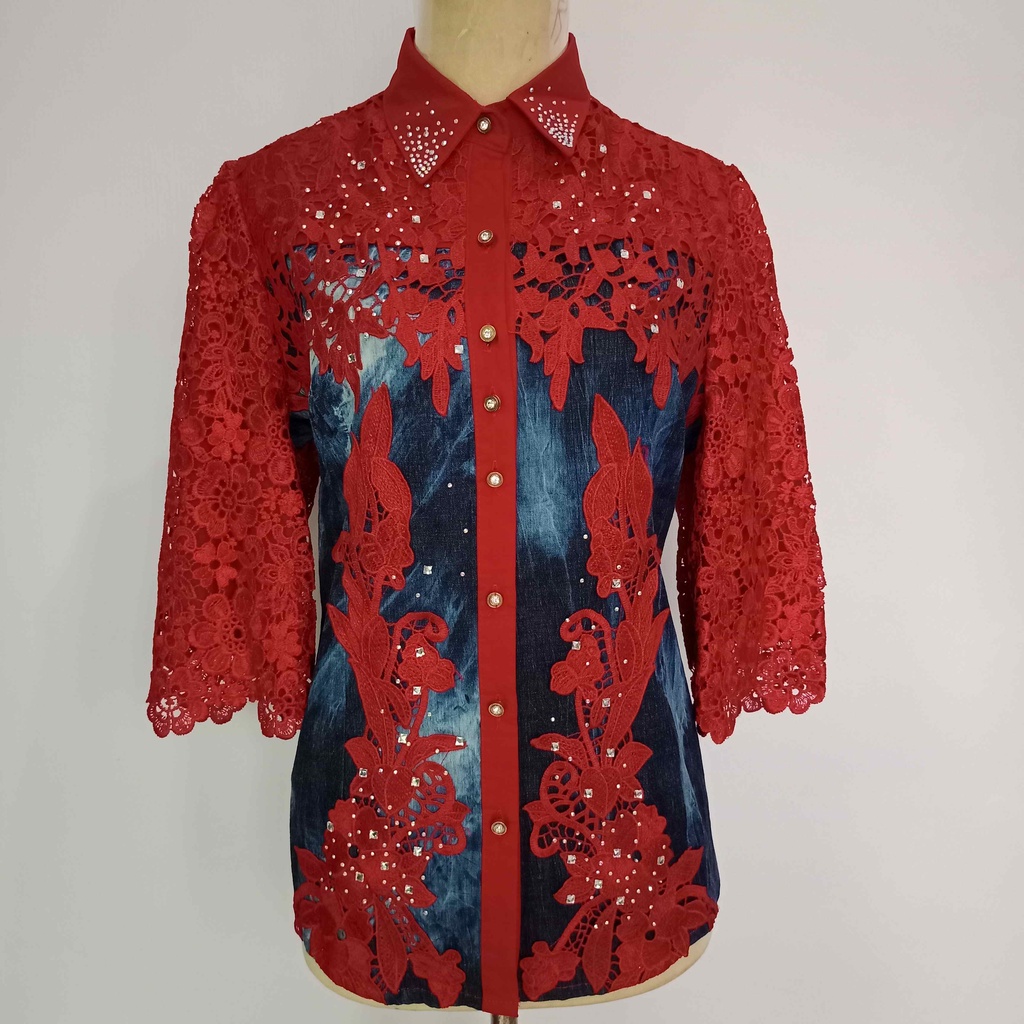 Baju Atasan Kemeja Wanita Dewasa Brokat Blouse Wanita