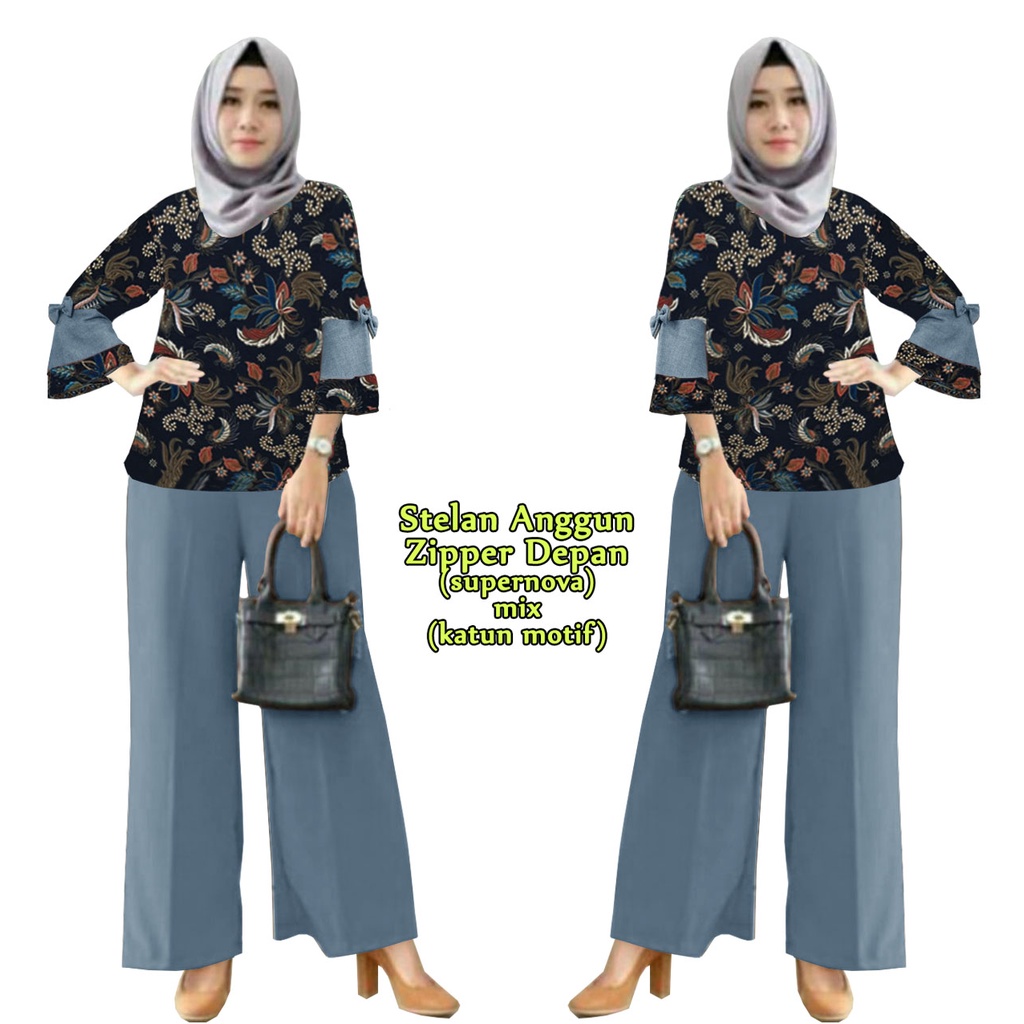 Setelan Anggun - Central Grosir Fashion (CGF) - Ukuran L-3XL - Matt Supernova mix Katun Motif