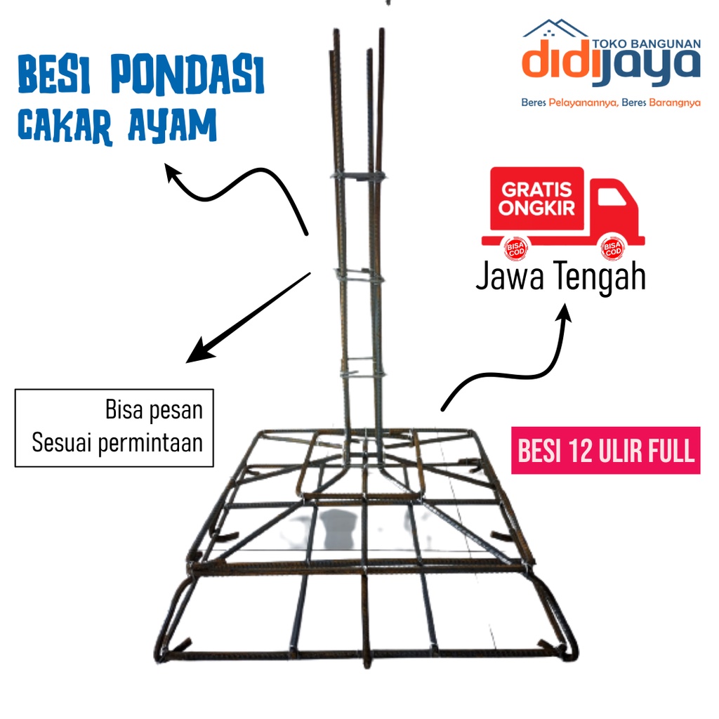 Besi Pondasi Cakar Ayam 12 Ulir full - Free Ongkir se Jawa Tengah
