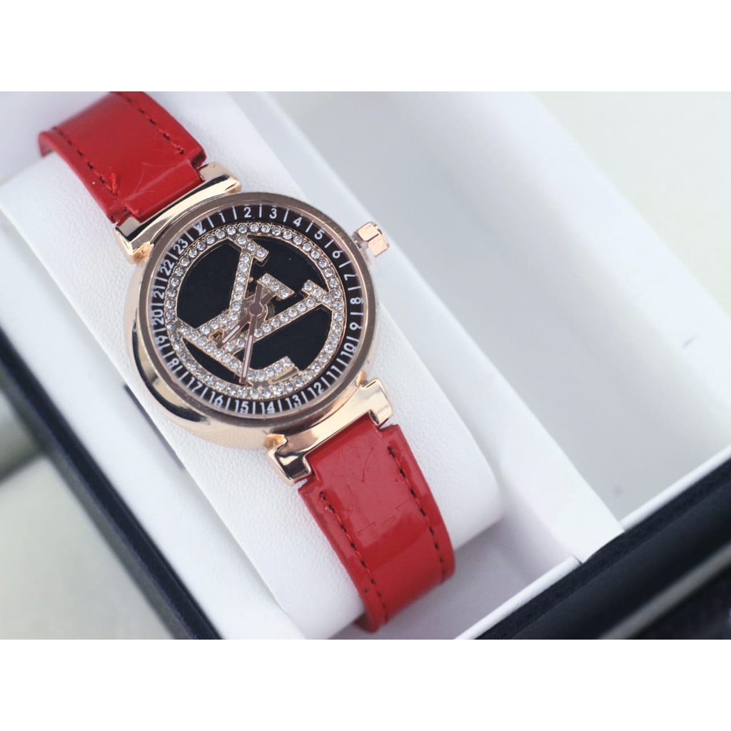 Fhasion Analog Luis Vuitton Tangan Wanita Mewah Strap kulit Tanggal Aktif