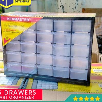 ◘ Kenmaster Organizer Rak Susun Drawer 25 Slot Kotak Spare Part Elektronika Komponen ➣