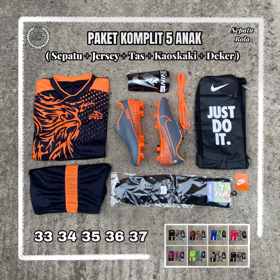 Paket Komplit 5 Sepatu Bola Olahraga Anak Sepatu Bola Anak Paket Lengkap