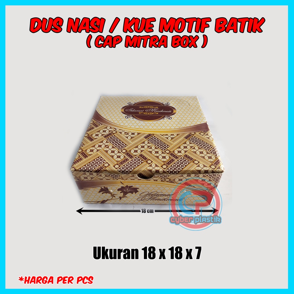 Dus Nasi / Dus Kue Motif Batik Ukuran 18 x 18 x 7