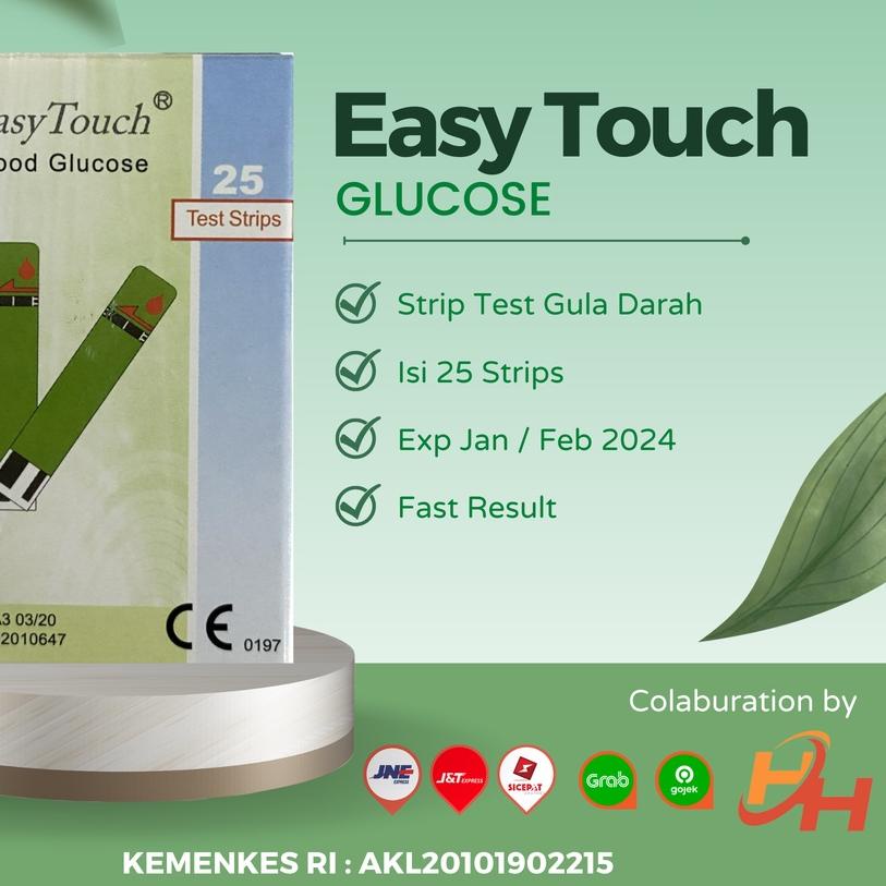 ➮ Easy Touch Strip Alat Cek dan Tes Gula Darah isi 25 Strips / EasyTouch Blood Glucose Test Strip ✤