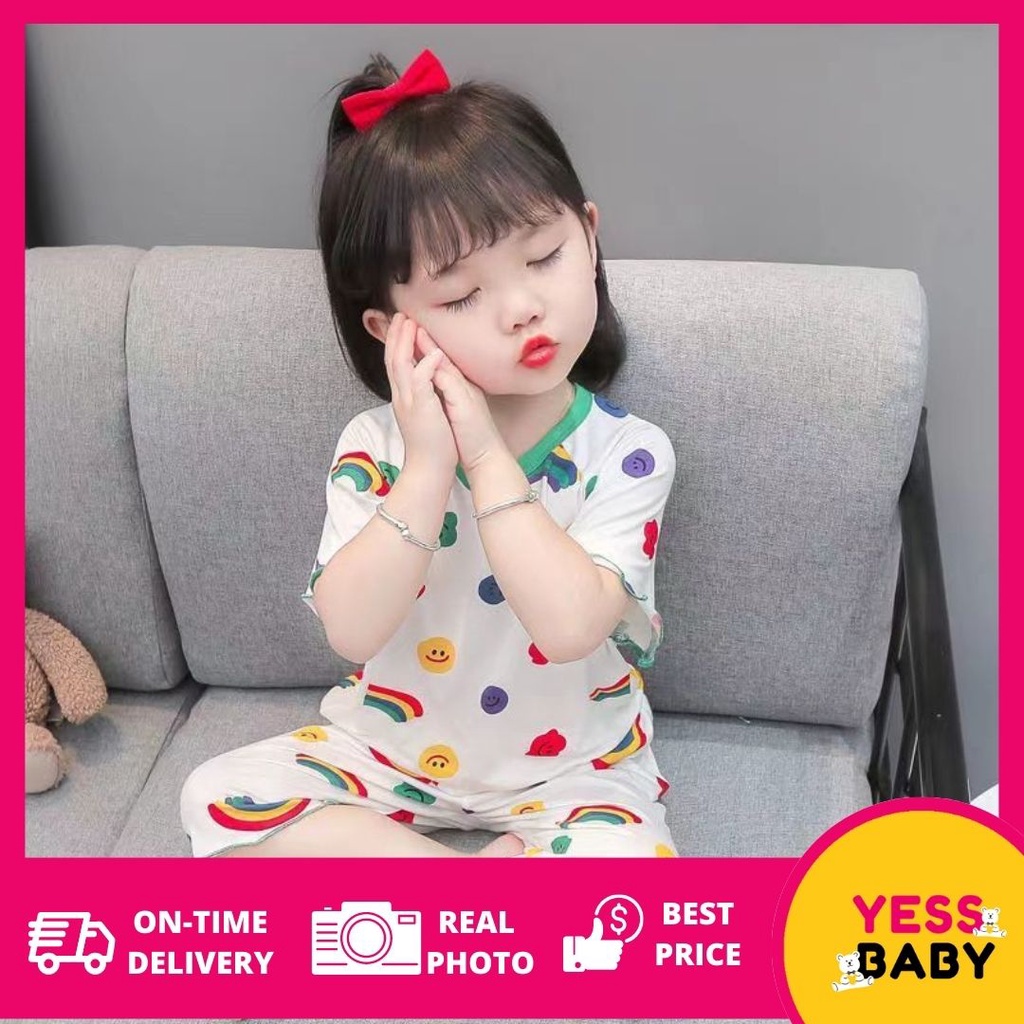 YESSBABY SIZE(90-140)Piyama RAINBOW RIB lucu anak perempuan/bayi perempuan baju tidur/usia 1-8 tahun