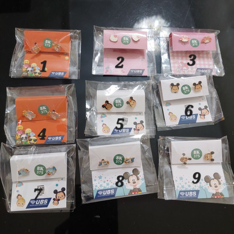 Anting toge anak karakter unicorn, hello kitty, my melody, mickey minnie mouse, donald duck UBS kadar 8K 375