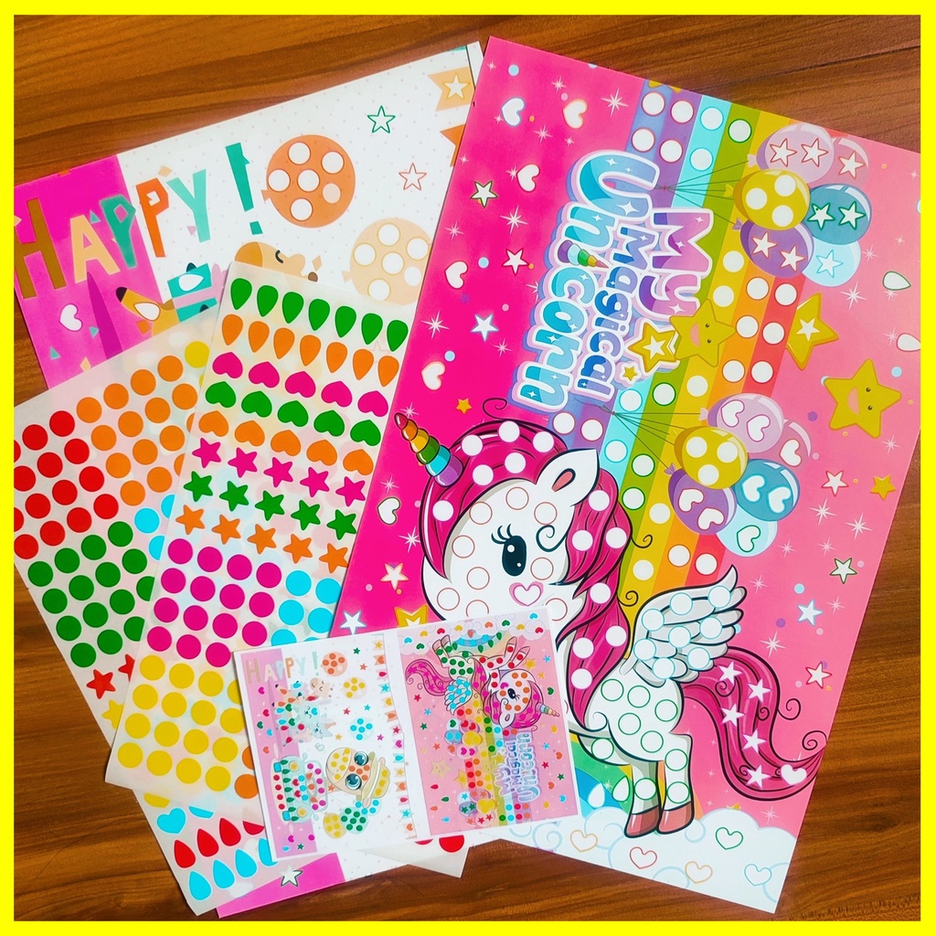 [busyboxes.id] Mainan Edukasi anak 3 tahun aktivitas menempel sticker rainbow seri unicorn