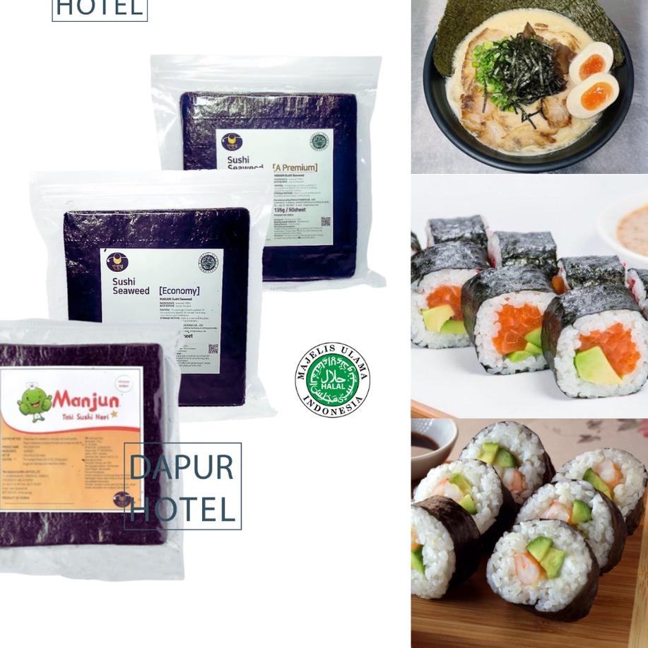 

➽ MANJUN Sushi Nori Kimbab 50 S Halal │ Nori Gimbab Import Lembar Rumput Laut-- ™