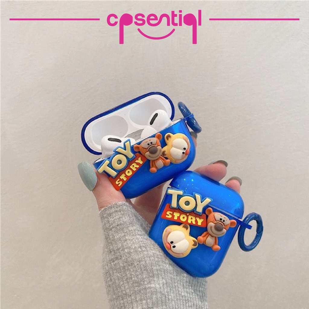 COD Case Airpods Gen 1/2 Gen 3 Pro Inpods 12 i12 3D Model Toy Story | Semi Transparan Biru Pink Cartoon Airpods Case with Free Round Hook| Protection Casing Premium | Soft case Silicone Premium dengan Gantungan Bulan