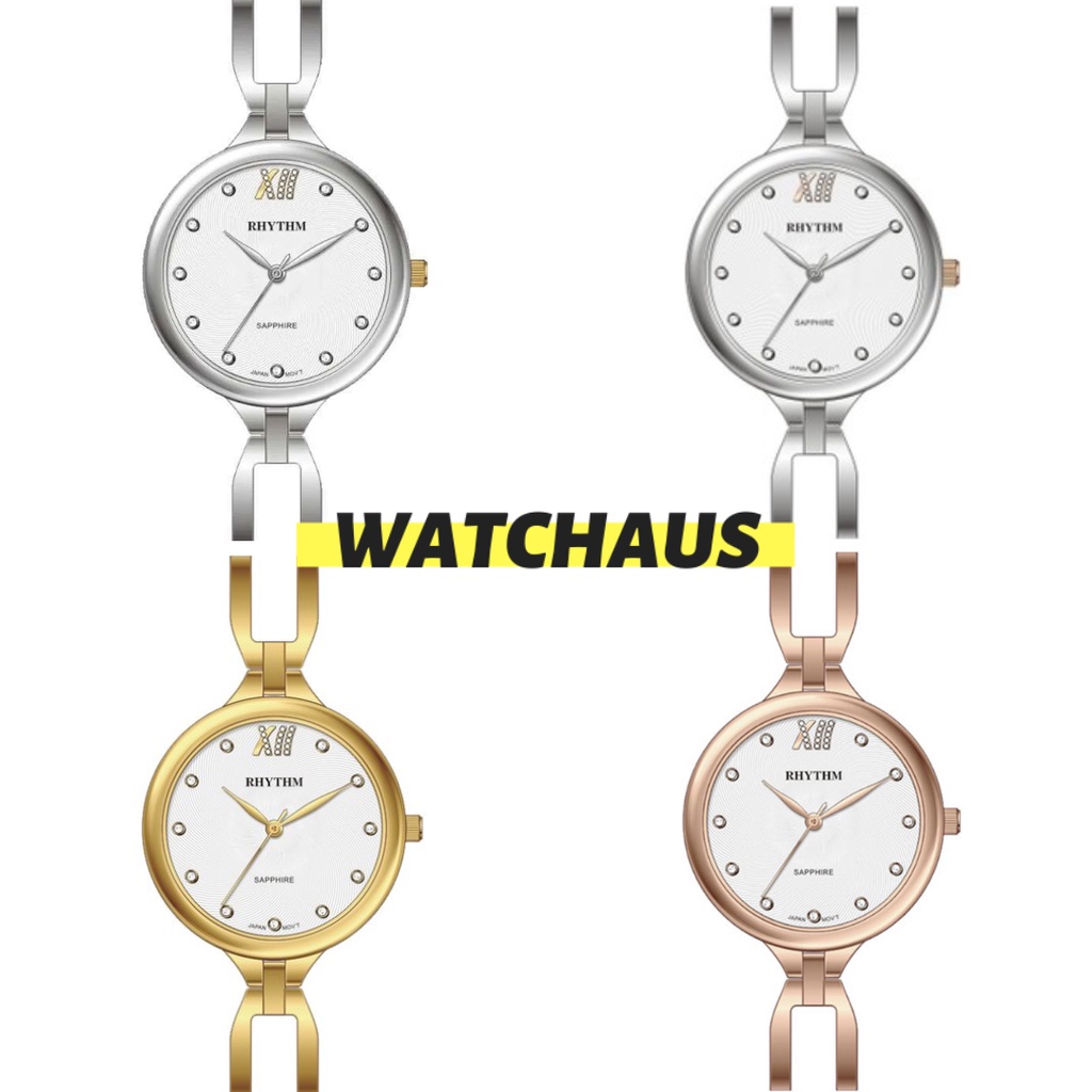 JAM TANGAN WANITA RHYTHM LE1602 S01 LE1602 S02 LE1602 S03 LE1602 S04 ANALOG STAINLESS STRAP