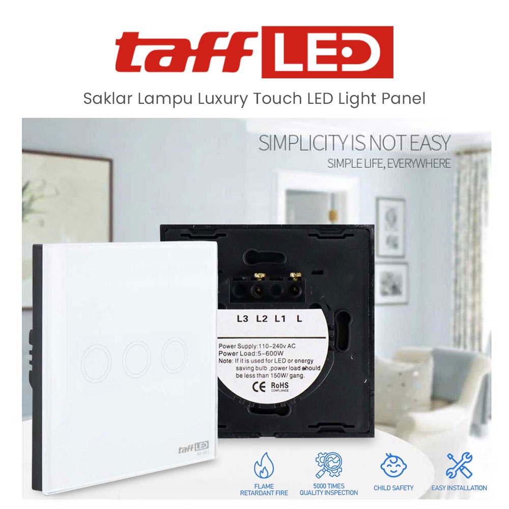 Saklar Lampu Rumah Modern Luxury Touch LED Light Panel