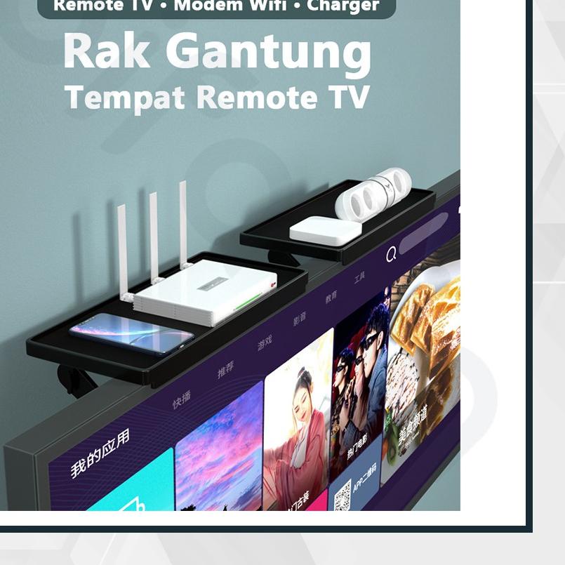 ☜ Tempat Remote Modem Wifi Rak Gantung Serbaguna Meja Atas TV Monitor Komputer Top Shelf UKURAN BESA