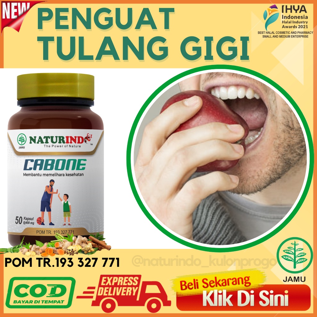 Obat Sakit Gigi Berlubang Penguat Gigi Goyang Paling Ampuh CABONE NATURINDO 50 KAPSUL