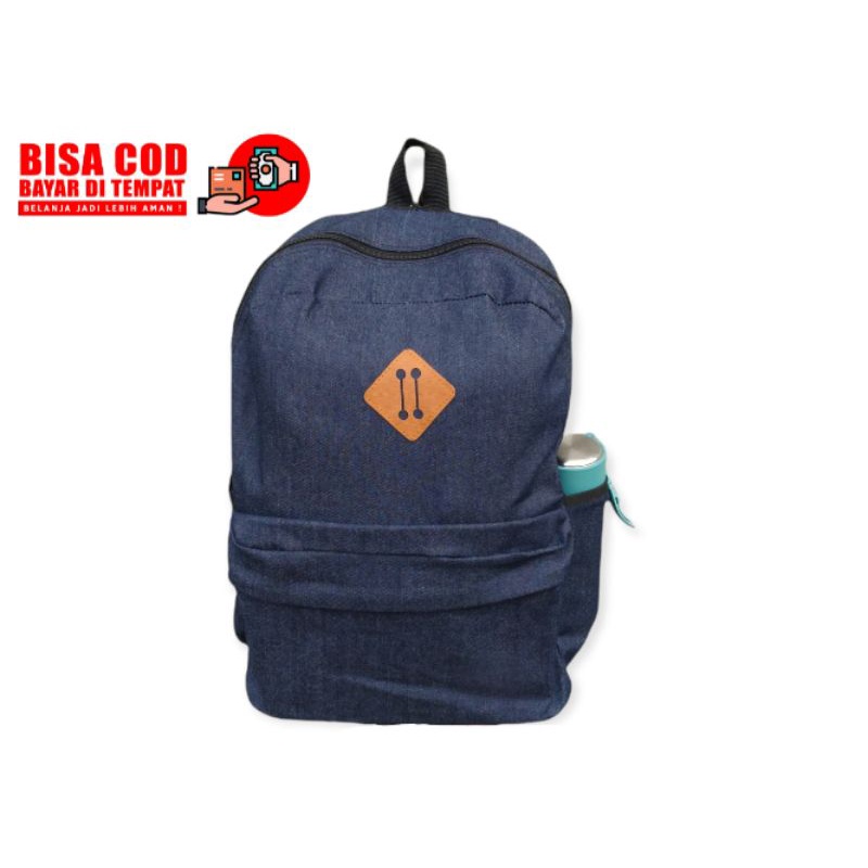 TAS RANSEL BAHAN JEANS TAS PUNGGUNG TAS GENDONG TAS SEKOLAH KERJA BAHAN JEANS POLOS